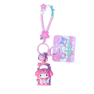 Top Selling Sanlio Cartoon Cherry Blossom Series Keychain Cartoon Cute PVC Doll Bag Accessories Gifts