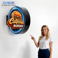 Boîte lumineuse publicitaire LED holographique 3D, enseigne ronde en acrylique personnalisée, affichage extérieur pour magasin, restaurant, commerce de détail, logo