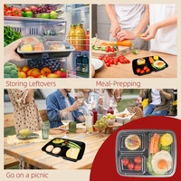 LVZONG Conteneurs Alimentaires en Plastique Premium pour Grossistes, Boîtes Repas Micro-Ondes à Emporter avec Couvercles et 3 Compartiments