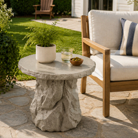 Table d'appoint en résine sculptée à la main, style Wabi-Sabi, bord irrégulier, table basse de designer, table d'angle de canapé, vente en gros