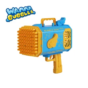 Manufacturer Kid Toy Bazooka Bubble Gun Blower Para Fiesta Pistola De Burbujas Con Luces Electric 77 Hole Led Bubble Machine Gun
