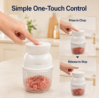 Multifunctionele 500ML glazen kom, snelle mini elektrische keukenhulp voor kruiden, babyvoeding, vlees, fruit en voedsel.
