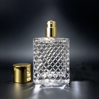 Flacon de parfum en verre carré taillé cristal 50ml 100ml, atomiseur de luxe géométrique pour le voyage
