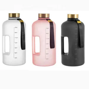 Motiverende Beker Tijdschaal Plastic Drinken Grote Capaciteit 2,2 L Gallon Sportwaterfles Met Polyester Touw