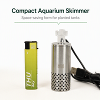 Épurateur de surface d'aquarium alimenté par USB en acier inoxydable avec ventouses pour le nettoyage de l'eau des aquariums