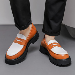 Scarpe eleganti da uomo con quattro suole spesse in pelle Slip-On con altezza-aumento oxford autunno contrasto colore gamba taglie Plus Size Cross-Border - Product Image 3