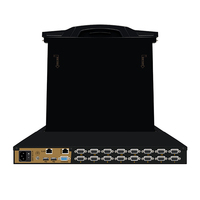 Pantalla LED de 15.6/17/17.3/18.5/19 Pulgadas, 1280*1024, 50-60Hz, Conmutador KVM, Espacio de Rack 1U con 4/8/16 Puertos Seriales