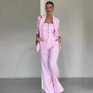 Elegant Pink <strong>Suits</strong> for Women 3 Pieces Jacket Pants Vest Notch Lapel Female Clothing <strong>Smart</strong> Banquet Office <strong>Lady's</strong> Blazers Sets - Product Image 1