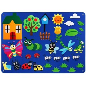 Voorschoolse Flanel Vilt Board Verhaal Set Muur Activiteit Board 3.5 Ft Bug Insect Dieren Voelde Verhalen Stukken Voor Peuters Spelen