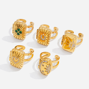 Fashion <b>Rings</b> <b>Set</b> <b>Gold</b> Tone Geometric Design Pave Setting Women's Jewelry Gift - Product Image 1