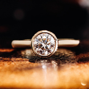 Minimalist 1 Carat Diamond <b>Ring</b> 14k Solid Gold Round Brilliant Cut Lab Grown Diamond <b>Ring</b> <b>Couple</b> <b>Ring</b> for Wedding and Engagement - Product Image 2