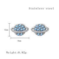 Mode bijoux fins mignon plaqué or bleu zircon boucle d'oreille délicate planète boucles d'oreilles