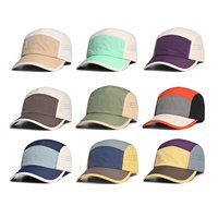 Casquette de camping 5 panneaux unie avec passepoil, séchage rapide, unisexe, simple, décontractée, polyvalente, respirante, protection solaire