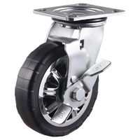 Roulettes pivotantes robustes VIMA Superior 5/6 pouces avec frein à pédale latéral, capacité de charge 250-300 kg, polyuréthane PU PP universelles