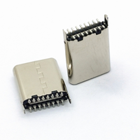 Conector de Carga USB 3.0 Tipo C de 16 Pines, Montaje Vertical en Superficie, Macho, 10.5 mm de Altura
