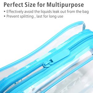 3 Clear PVC Travel <b>Toiletry</b> <b>Bag</b> Kit <b>for</b> Women <b>Men</b>, Waterproof Vinyl Packing Organizer Storage <b>Bags</b> with Zipper Handle Straps - Product Image 3