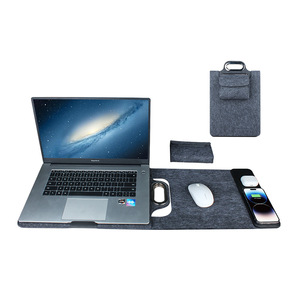 Funda Multifuncional 3 en 1 para Portátil, Personalizable, Negra y Gris, con Carga Inalámbrica y Alfombrilla para Ratón, para Viajes de Negocios - Product Image 5