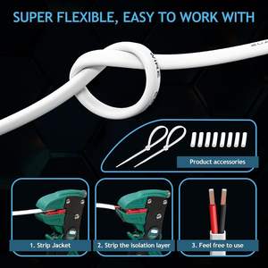 <span class=keywords><strong>18</strong></span> Calibre Branco 18AWG <span class=keywords><strong>2</strong></span> Condutor Fio Elétrico PVC Flexível Encalhado Cobre Folheado Alumínio <span class=keywords><strong>18</strong></span>/<span class=keywords><strong>2</strong></span> Cabo para Automotive Marine LED - Product Image 4