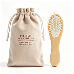Peignes à cheveux durables de voyage format mini avec coussin d'air en caoutchouc et picots en bois, longue durée pour cheveux épais - Product Image 1