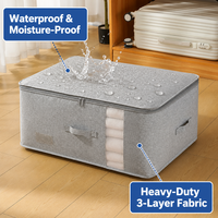 Sac de rangement pour couette en coton et lin, imperméable, résistant à l'humidité, avec poignée épaisse, capacité de 105 L, pliable pour le déménagement et l'emballage des vêtements
