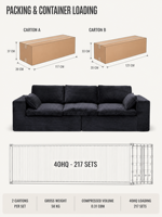 Modulares 3-Sitzer Cord-Sofa Vakuumkomprimiert Verpacktes Sofa Geradlinige Blockcouch Ohne Holzrahmen Wohnzimmer-Sofa