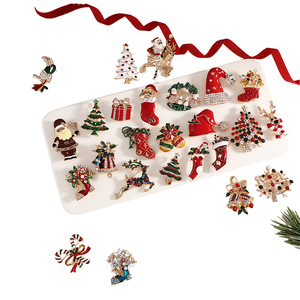 Wholesale New Christmas Decorations Fashion Metal Brooch <b>Pin</b> Featuring Snowman Santa Claus Boot Garland Digital Jewelry Gift - Product Image 1