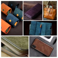 Kulit Sapi Asli Italia Vintage Frosted Vegetable Tanned Pueblo Lapisan Pertama Bahan Tas Dompet Kerajinan Tangan DIY Kulit Sapi Asli