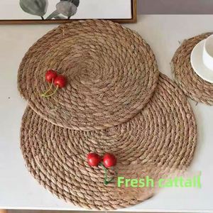Nordic-style Tea <b>Tray</b> Non-slip coaster Kitchen Heat-resistant Mat Bowl Pad Insulated Placemat Woven <b>Circle</b> Multiple Diameters - Product Image 2