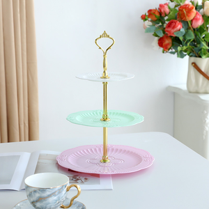 Plato de pastel de tres capas para postres, aperitivos, bebidas para el hogar, sala de estar, mesa de centro, fruta multifuncional, dulces Dim Sum - Product Image 6