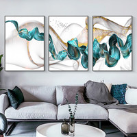 Tableau mural triple personnalisé pour hôtel, style nordique, luxe léger, salon, peinture abstraite moderne à l'aquarelle, sur toile encadrée