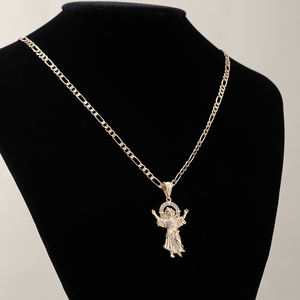 Collar con Colgante de Niño Jesús, Joyería Religiosa Cristiana, Cadena Chapada en Oro Figaro de 60 cm, Joyería Personalizada - Product Image 6