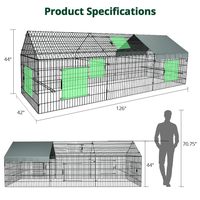 Enclos à poules Iron Triangle 130x40x40 avec couverture pour cour/jardin, pour petits animaux et volailles