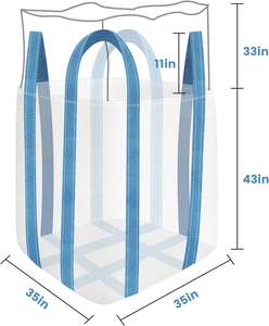 Bolsa a Granel FIBC Huamaohengchun de 1 Tonelada, 35x35x43 Pulgadas, Capacidad de Carga 2000 Libras, Factor de Seguridad 5:1, Fondo Plano Cónico, Bolsas Resistentes - Product Image 1