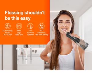 Limpiador de dientes ultrasónico portátil de 300ml IPX7 Power Dental Water Flosser con irrigador bucal eléctrico USB <span class=keywords><strong>Precio</strong></span> de fábrica inalámbrico - Product Image 3