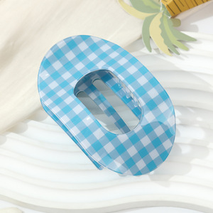 High Quality Acetate Flat Plaid <b>Print</b> Hair Clip <b>Extra</b> <b>Large</b> Claw Design Unisex Thick Hair Daily Accessory European American - Product Image 6