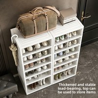Organisateur de chaussures en plastique PP, grand rangement à double rangée, pliable, transparent, anti-poussière, moderne et minimaliste
