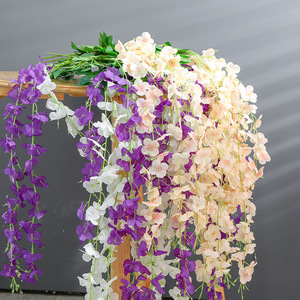 Guirlande de fleurs artificielles de glycine Lai Ying, violet foncé, en soie, pour décoration de mariage, plante suspendue au plafond, décoration intérieure - Product Image 4
