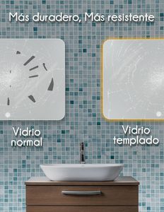 Espejo de Baño LED Inteligente Rectangular Moderno con Esquinas Redondeadas, Retroiluminado, Antivaho, para Proyectos Hoteleros - Product Image 4