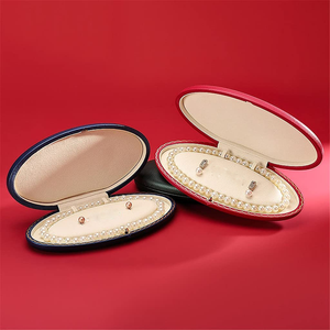 Velvet High-end Pearl Jewelry <b>Gift</b> <b>Box</b> Elegant Oval <b>Earrings</b> Necklace Set Holiday <b>Gift</b> <b>Box</b> Packaging <b>Box</b> Spot Wholesale - Product Image 1