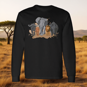 Big Five Africa <b>Safari</b> Long Sleeve T-<b>Shirt</b> Kenya South Africa Wildlife Design - Product Image 3
