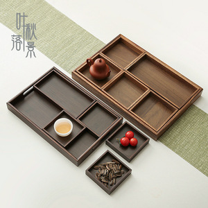 Tea And Snack Tray With Compartments Rectangle Multifunctional For <b>Table</b> Use Drink Food Storage Trays - Product Image 1