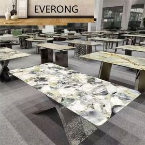 Mesa de Comedor de Mármol Color Esmeralda de Alta Calidad, Muebles de Piedra de Lujo para <span class=keywords><strong>Hotel</strong></span> y Hogar, Fabricante de Muebles Personalizados - Product Image 1