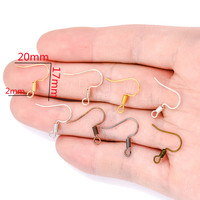 200 pièces/sac bricolage boucles d'oreilles fermoirs crochets raccords bricolage fabrication de bijoux accessoires fer crochet fil d'oreille bijoux 20*17mm V127