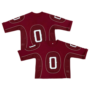 เสื้อฟุตบอลทรงโอเวอร์ไซส์ผ้าเจอร์ซีย์ปักลายโลโก้ผ้าปะต่อ - Product Image 1