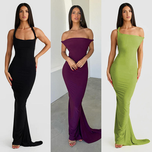 Robes d'été très tendance pour femmes : débardeurs décontractés taille haute sans manches et dos nu, corsets moulants de soirée, jupes longues - Product Image 3
