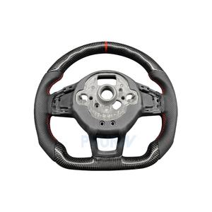 Volants de direction personnalisés PHURW pour voitures, fibre de carbone + cuir, volant de direction pour VW <span class=keywords><strong>Golf</strong></span> <span class=keywords><strong>GTI</strong></span> 7, volant de course automobile - Product Image 4