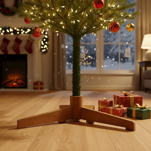 Support en métal et bois de hêtre avec pointe, support robuste pour sapin de Noël, base de support pour sapins vivants, base de support pour sapin de Noël - Product Image 1