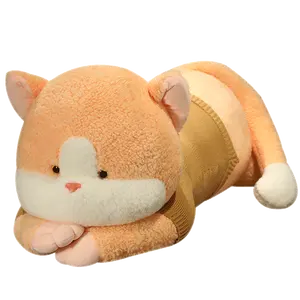 揚州オリジナルメーカー新しい日の出卸売ソフトかわいいぬいぐるみセーター赤ちゃん猫人形眠っている枕ぬいぐるみ猫ボルスター