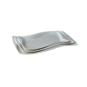 Assiette à manger en <span class=keywords><strong>mélamine</strong></span> de 14 pouces de style occidental <span class=keywords><strong>Vaisselle</strong></span> en plastique en forme de poisson <span class=keywords><strong>et</strong></span> de légume blanc créatif pour la fête - Product Image 6