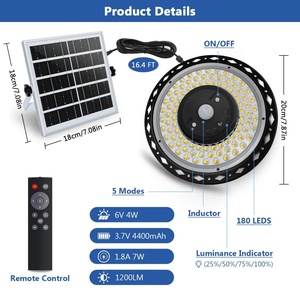 Lámpara Solar UFO para Jardín, 1200lm, Interior/Exterior, 5 Modos, Sensor de Movimiento, Luz Solar para Jardín - Product Image 3